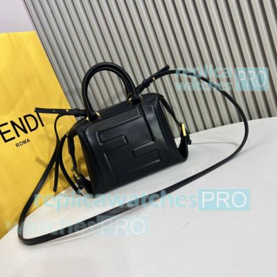 Replica Fend1 Nappa FF Mini Black Cube Bag Gold-tone Metal